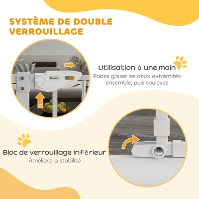 PawHut - barrière sécurité chien double verrouillage H.104 cm - noir PawHut - barrière sécurité chien double verrouillage H.104 cm - noir