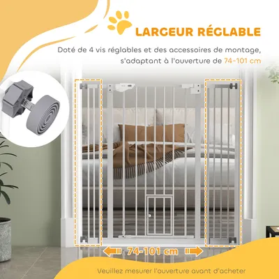 PawHut - barrière sécurité chien double verrouillage H.104 cm - noir PawHut - barrière sécurité chien double verrouillage H.104 cm - noir