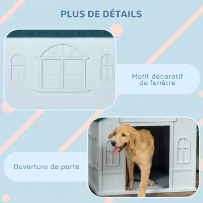 PawHut - Niche chien style cottage motifs fenêtres porte aération