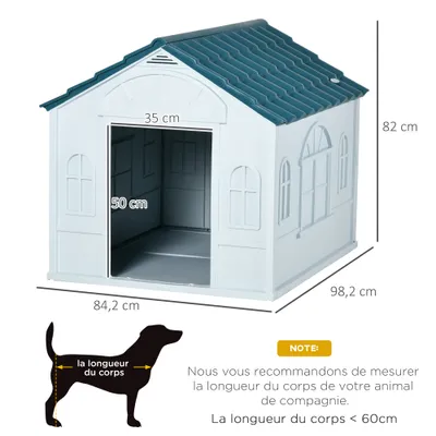 PawHut - Niche chien style cottage motifs fenêtres porte aération