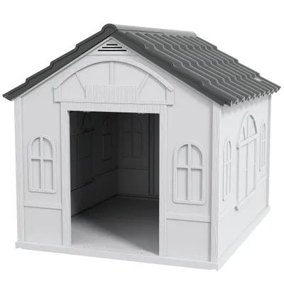 PawHut - Niche chien style cottage motifs fenêtres porte aération PawHut - Niche chien style cottage motifs fenêtres porte aération