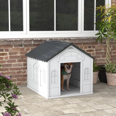 PawHut - Niche chien style cottage motifs fenêtres porte aération