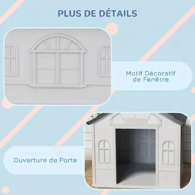 PawHut - Niche chien style cottage motifs fenêtres porte aération