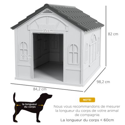 PawHut - Niche chien style cottage motifs fenêtres porte aération