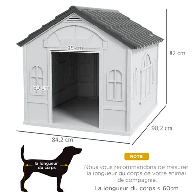 PawHut - Niche chien style cottage motifs fenêtres porte aération