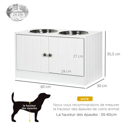 PawHut - Porte-gamelles surélevé armoire 2 en 1 - 2 portes, 2 gamelles PawHut - Porte-gamelles surélevé armoire 2 en 1 - 2 portes, 2 gamelles