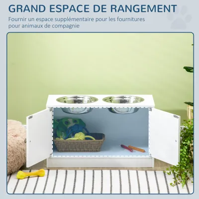 PawHut - Porte-gamelles surélevé armoire 2 en 1 - 2 portes, 2 gamelles PawHut - Porte-gamelles surélevé armoire 2 en 1 - 2 portes, 2 gamelles