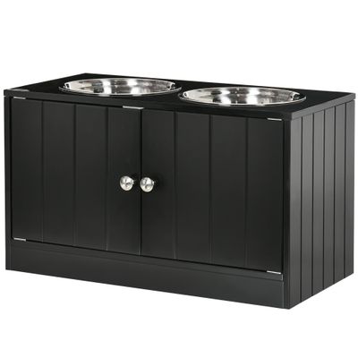 PawHut - Porte-gamelles surélevé armoire 2 en 1 - 2 portes, 2 gamelles