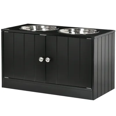 PawHut - Porte-gamelles surélevé armoire 2 en 1 - 2 portes, 2 gamelles PawHut - Porte-gamelles surélevé armoire 2 en 1 - 2 portes, 2 gamelles