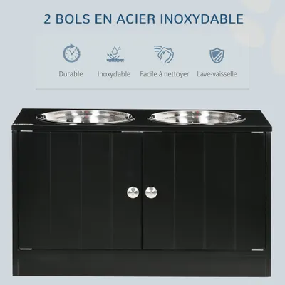 PawHut - Porte-gamelles surélevé armoire 2 en 1 - 2 portes, 2 gamelles PawHut - Porte-gamelles surélevé armoire 2 en 1 - 2 portes, 2 gamelles