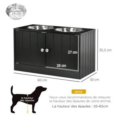 PawHut - Porte-gamelles surélevé armoire 2 en 1 - 2 portes, 2 gamelles PawHut - Porte-gamelles surélevé armoire 2 en 1 - 2 portes, 2 gamelles
