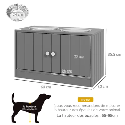 PawHut - Porte-gamelles surélevé armoire 2 en 1 - 2 portes, 2 gamelles PawHut - Porte-gamelles surélevé armoire 2 en 1 - 2 portes, 2 gamelles