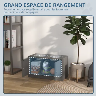 PawHut - Porte-gamelles surélevé armoire 2 en 1 - 2 portes, 2 gamelles PawHut - Porte-gamelles surélevé armoire 2 en 1 - 2 portes, 2 gamelles