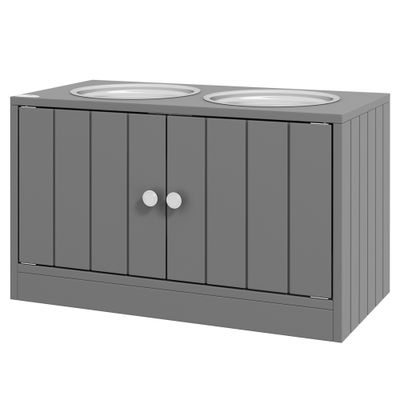 PawHut - Porte-gamelles surélevé armoire 2 en 1 - 2 portes, 2 gamelles