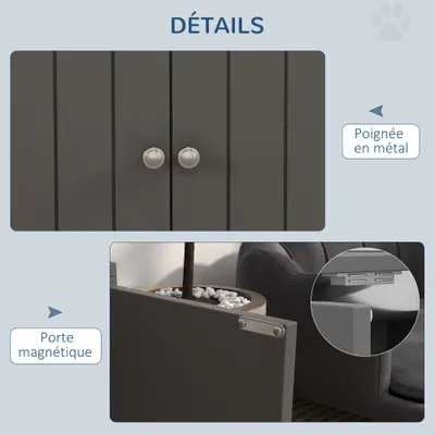 PawHut - Porte-gamelles surélevé armoire 2 en 1 - 2 portes, 2 gamelles PawHut - Porte-gamelles surélevé armoire 2 en 1 - 2 portes, 2 gamelles