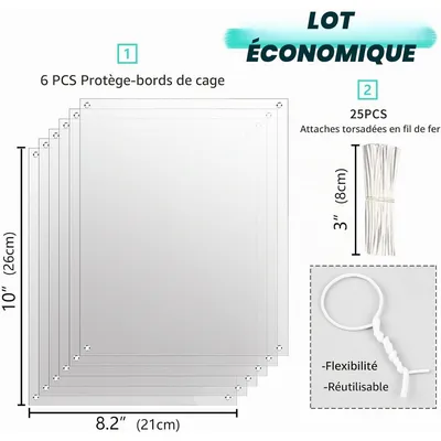 Zatte Doublures de Cage Transparentes Lot de 6 - Anti-Urine Petits Animaux