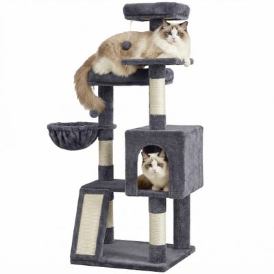 Feandrea Arbres à chat avec Maison et Panier, Griffoir, Hauteur 136 cm
