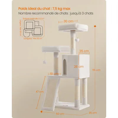 FEANDREA Arbre à Chat Tour poteaux à gratter 115 cm