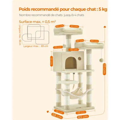 FEANDREA - Arbre à Chat - Tour de Jeux Multi-Niveaux FEANDREA - Arbre à Chat - Tour de Jeux Multi-Niveaux