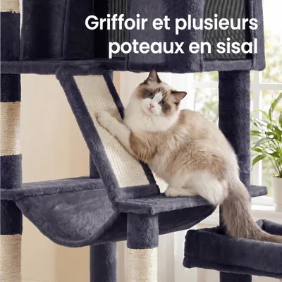 FEANDREA - Arbre à Chat - 6 Niveaux, Sisal, 188 cm FEANDREA - Arbre à Chat - 6 Niveaux, Sisal, 188 cm