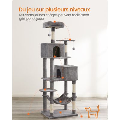 FEANDREA - Arbre à Chat - Condo en Peluche Multi-Niveaux