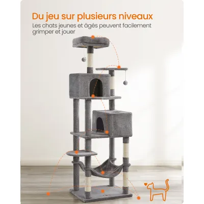 FEANDREA - Arbre à Chat - Condo en Peluche Multi-Niveaux FEANDREA - Arbre à Chat - Condo en Peluche Multi-Niveaux