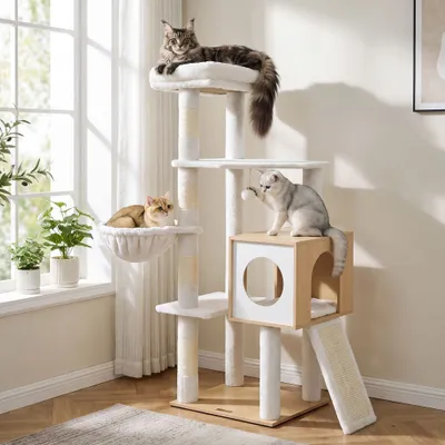 FEANDREA - Arbre à chat - Moderne bois niche griffoir