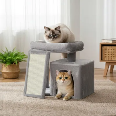 FEANDREA - Arbre à chat - Planche à griffer, 2 couchages