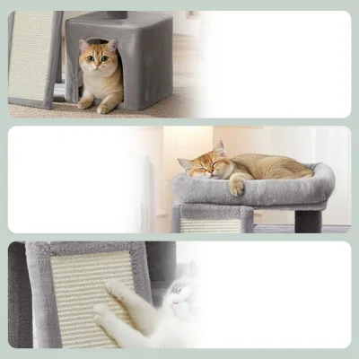 FEANDREA - Arbre à chat - Planche à griffer, 2 couchages