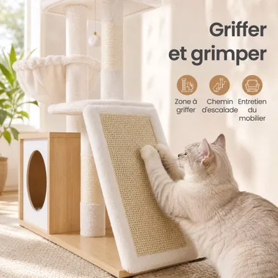 FEANDREA - Arbre à chat - Moderne bois niche griffoir FEANDREA - Arbre à chat - Moderne bois niche griffoir