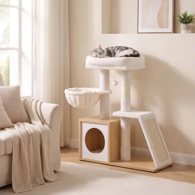 FEANDREA - Arbre à chat - Moderne bois niche griffoir FEANDREA - Arbre à chat - Moderne bois niche griffoir
