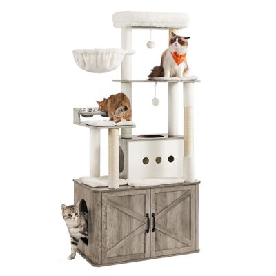 FEANDREA Arbre à Chat de 170 cm de Haut, Niche, Meuble Cache-Litière
