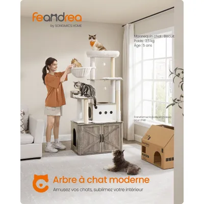 FEANDREA - Arbre à Chat - Cache-Litière 170 cm