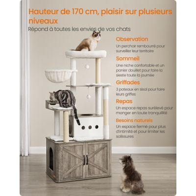 FEANDREA - Arbre à Chat - Cache-Litière 170 cm