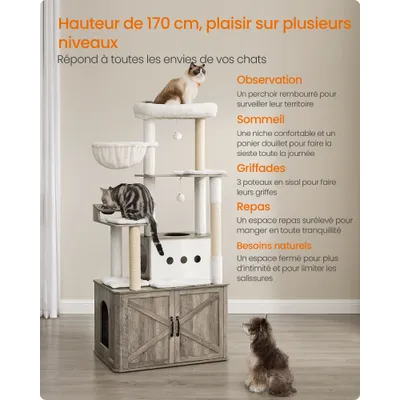 FEANDREA - Arbre à Chat - Cache-Litière 170 cm