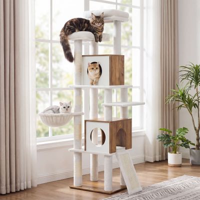 FEANDREA - Arbre à chat - Moderne bois niches griffoir