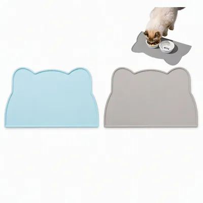 Zatte Tapis Silicone Antidérapant pour Gamelles Chat et Chien - Gris Foncé
