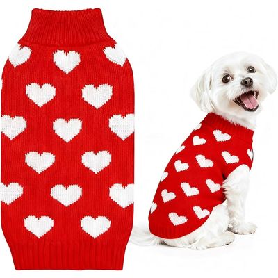 Zatte Pull Saint-Valentin Cœur Rouge pour Petit Chien et Chat - M