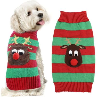 Zatte Pull de Noël Tricoté Renne pour Chien et Chat - Vert Taille XXL