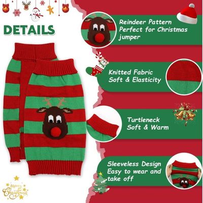 Zatte Pull de Noël Tricoté Renne pour Chien et Chat - Vert Taille XXL
