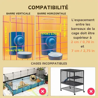 Zatte Biberon Suspendu Anti-Goutte 600 ml pour Lapin et Petits Animaux