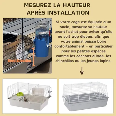 Zatte Biberon Suspendu Anti-Goutte 600 ml pour Lapin et Petits Animaux