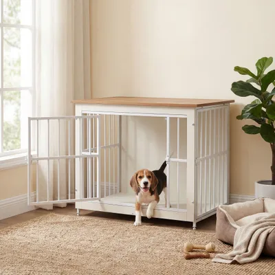 FEANDREA - Cage pour chien - Table d'appoint 2 portes