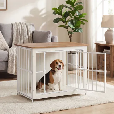 FEANDREA - Cage pour chien - Table d'appoint 2 portes