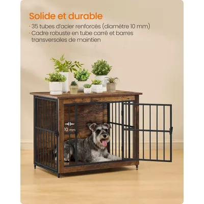FEANDREA - Meuble Cage pour Chien - Acier 82x55x64 cm FEANDREA - Meuble Cage pour Chien - Acier 82x55x64 cm