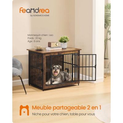 FEANDREA - Meuble Cage pour Chien - Acier 82x55x64 cm