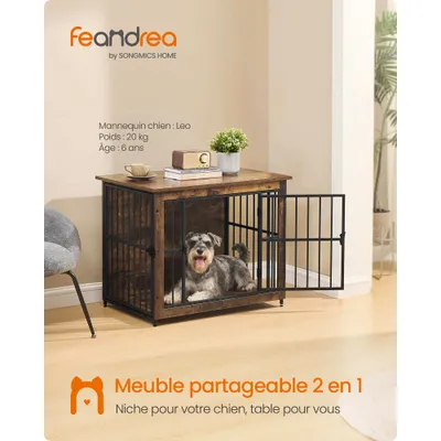 FEANDREA - Meuble Cage pour Chien - Acier 82x55x64 cm FEANDREA - Meuble Cage pour Chien - Acier 82x55x64 cm