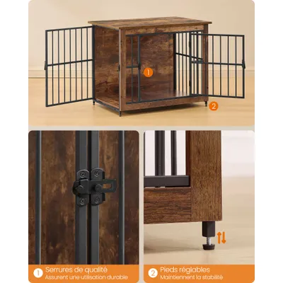 FEANDREA - Meuble Cage pour Chien - Acier 82x55x64 cm FEANDREA - Meuble Cage pour Chien - Acier 82x55x64 cm