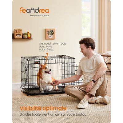 Feandrea - Cage pour Grands Chiens - Pliable 2 Portes