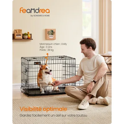 Feandrea - Cage pour Grands Chiens - Pliable 2 Portes Feandrea - Cage pour Grands Chiens - Pliable 2 Portes